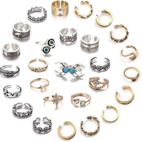 Jewelry - 27 Pcs Open Toe Rings Set for Women Adjustable Vintage Retro Toe Ring Summer Bea